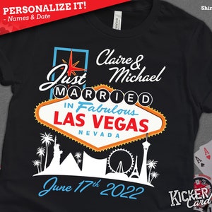 Camisa de boda personalizada de recién casados en Las Vegas - Recién casados en la fabulosa camisa de boda de Las Vegas Nevada - Regalo único para pareja de recién casados