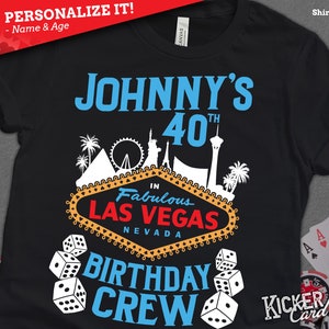 Personalized Name & Year Vegas Birthday Shirt Fun Fabulous Las Vegas Nevada Birthday Crew Unique Gift for Milestone Vegas Trip Birthday image 1