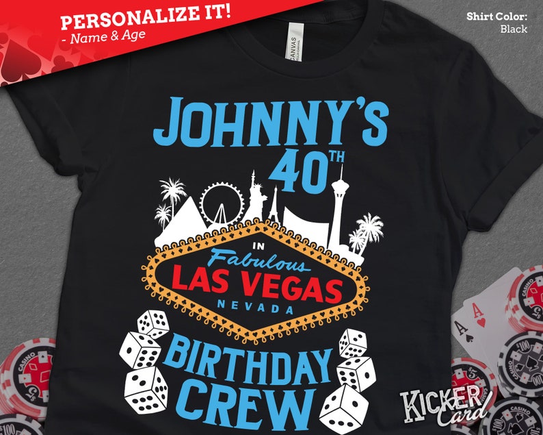 Personalized Name & Year Vegas Birthday Shirt Fun Fabulous Las Vegas Nevada Birthday Crew Unique Gift for Milestone Vegas Trip Birthday image 1