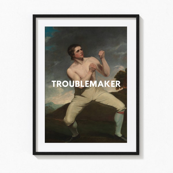 Troublemaker Quote Print | Unframed 6x4", 8x6", A4, A3 | Funny Quote, Funny Slogan, Eclectic Print, Fine Art Painting, Typography, Wall Art