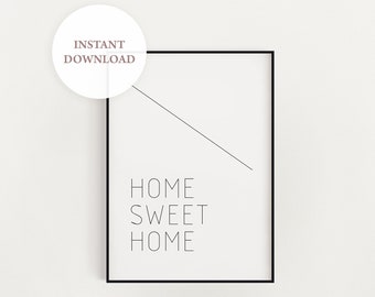 Living room wall art printable gift, entryway typography digital download poster, home sweet home digital print, minimal design home decor