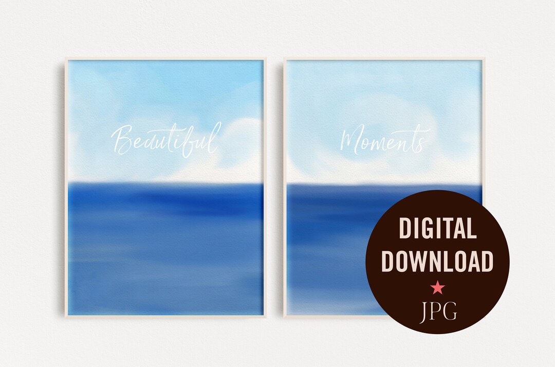 Printable Bedroom Wall Decor, Beautiful Moments and Sea Sky Wall Art