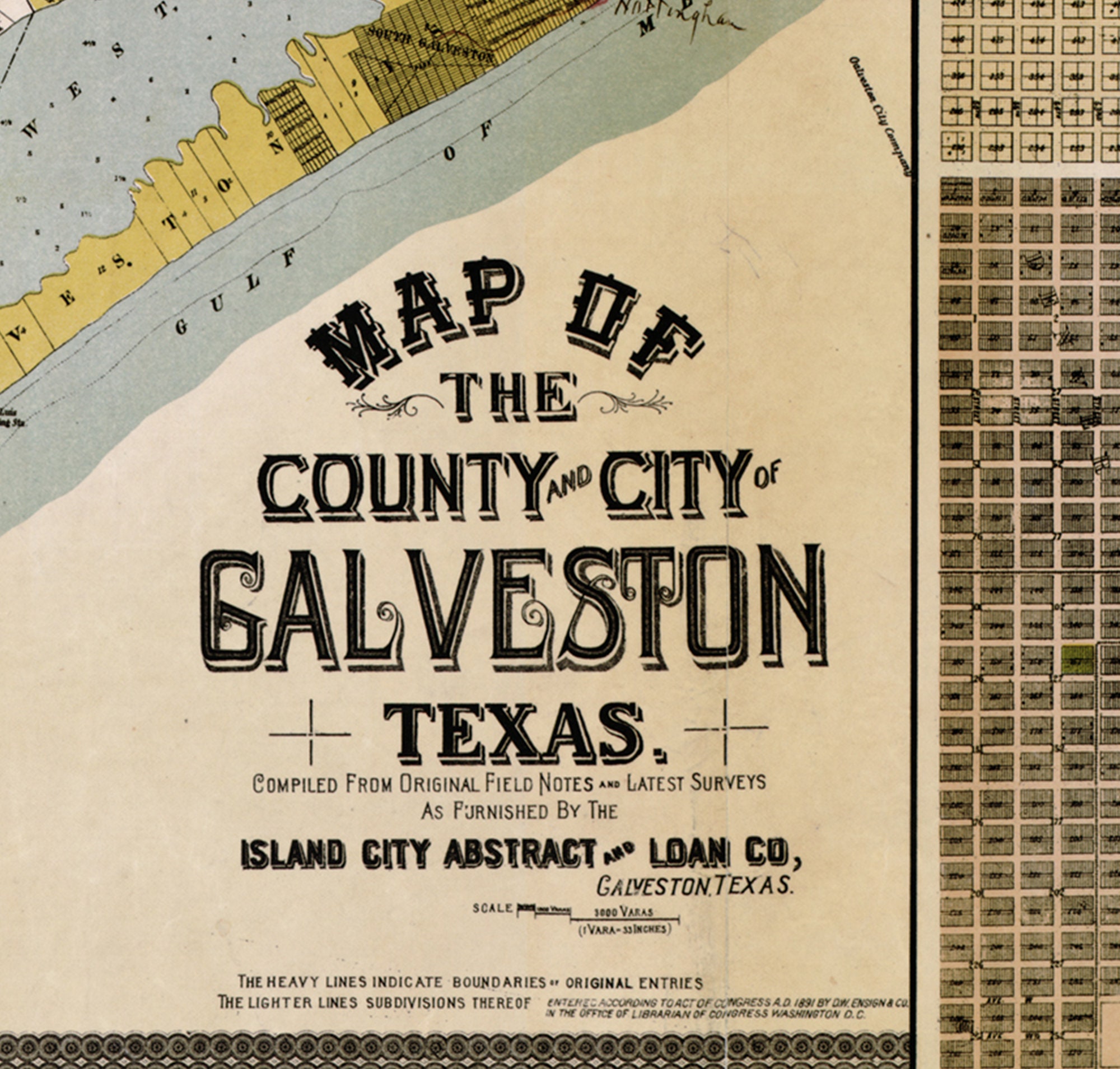 1904 Map of Galveston, Texas USA Dated 1904 - Archival Reproduction Print on Paper or Canvas ...