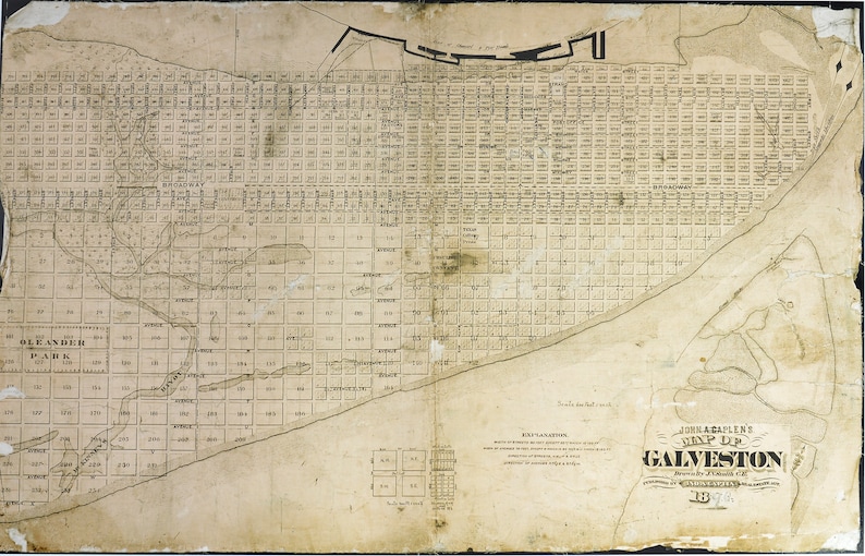 1890 Galveston, Texas Map Reproduction Print - Etsy