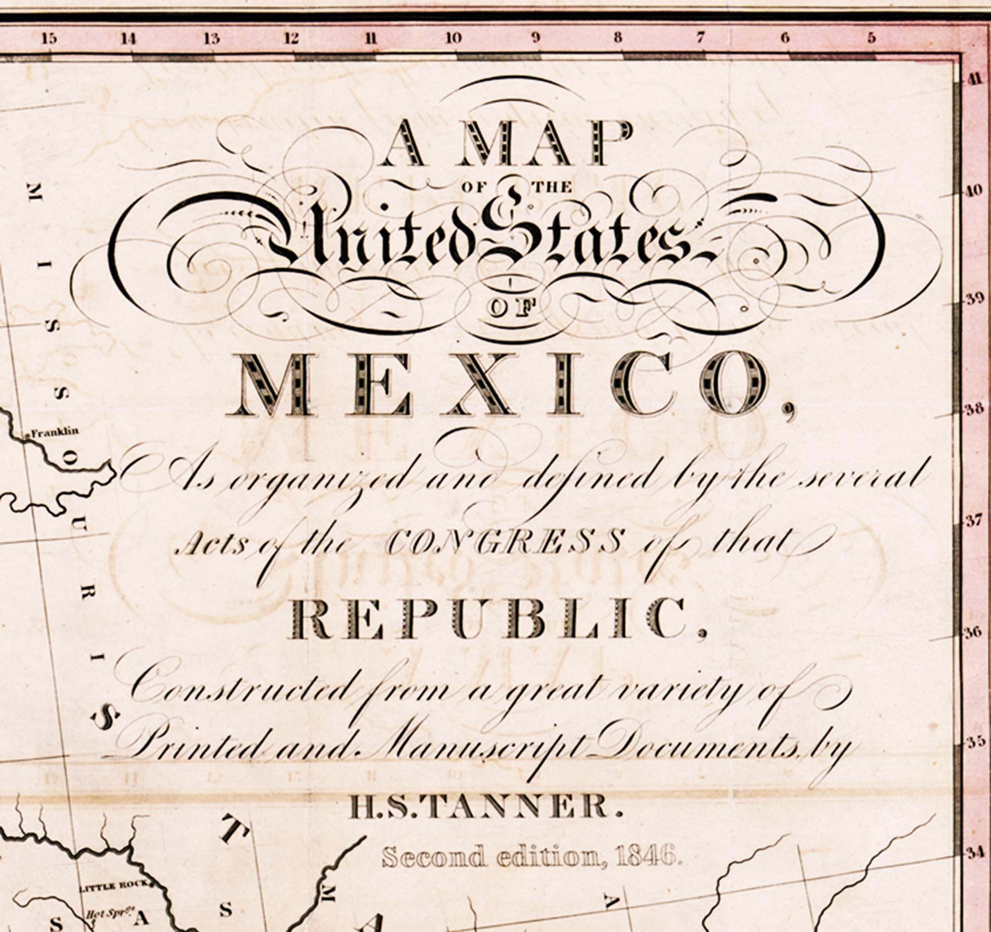 Mapa de la República de México de 1846 que muestra partes de Etsy México