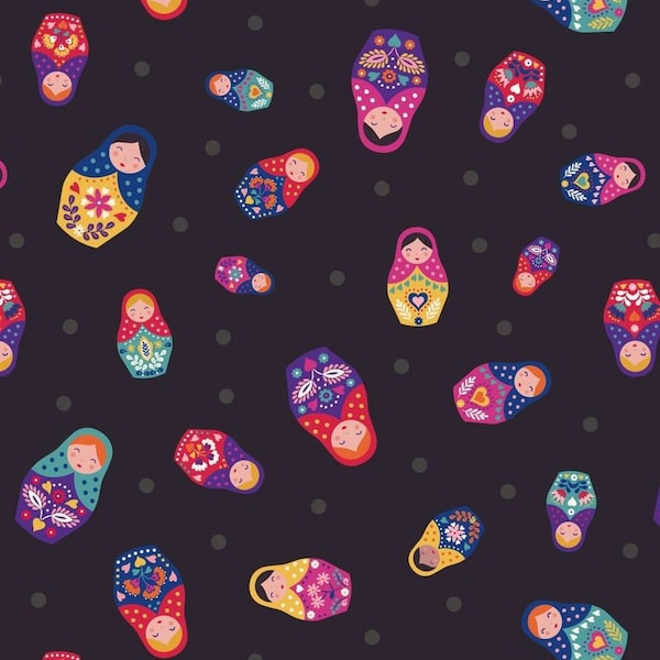 Nesting Doll Fabric, Little Matryoshka Dolls, Lewis and Irene, LEIA-566-3