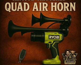Ryobi 18v Drill Quad Air Horn with Remote, Battery & Charger
