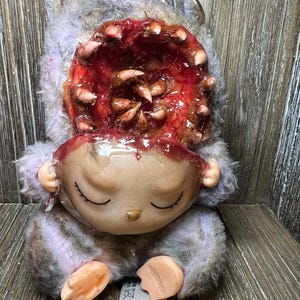 Plush Bag Charm - Scary Monster Halloween Gory Custom - OOAK - Face Off