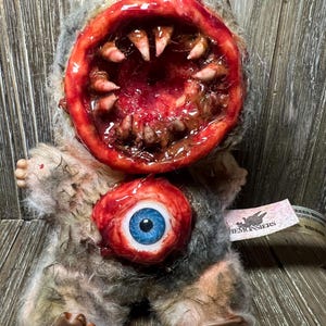Plush Bag Charm - Scary Monster Halloween Gory Custom - OOAK - Eye see you