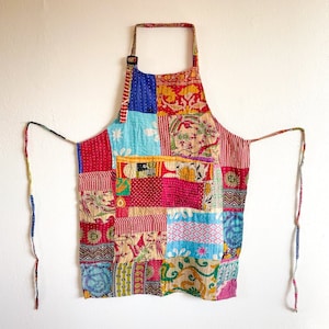 Handmade Patchwork Quilted Apron, Bohemian Cotton Apron Vintage Kantha home cookware dish cloth apron for women/kitchen apron