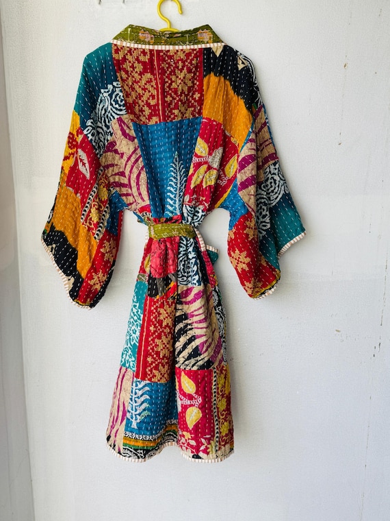 Indian handmade quilted jacket patchwork quilt co… - image 6