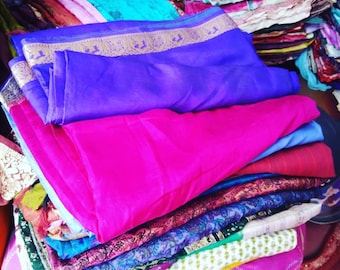 Wholesale Silk Sari Fabric: Assorted Colors, 2lb Fiber Art Lot