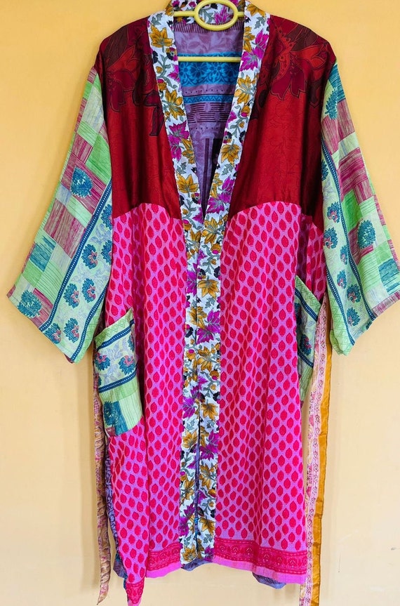 ASSORTED Hippie Bohemian Patchwork Silk Kimono, R… - image 3