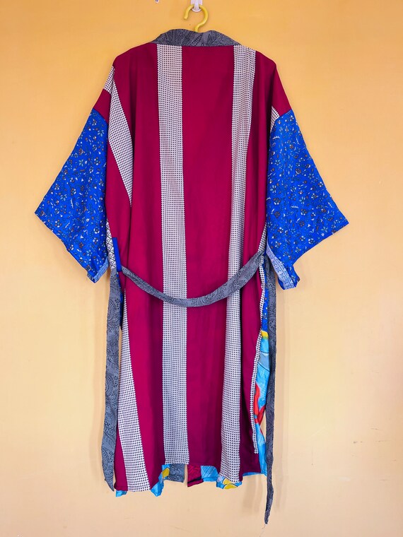 Boho Silk Saree Kimono Robe, Recycled Silk Sari K… - image 4