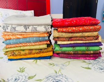 Lot of 1–20 Vintage Silk Sarees, Assorted Indian Sari Bundle