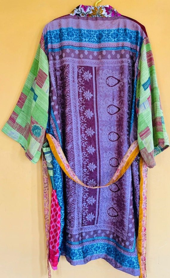 ASSORTED Hippie Bohemian Patchwork Silk Kimono, R… - image 4