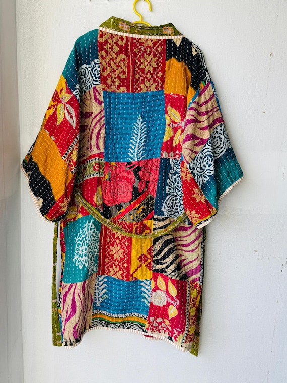 Indian handmade quilted jacket patchwork quilt co… - image 5