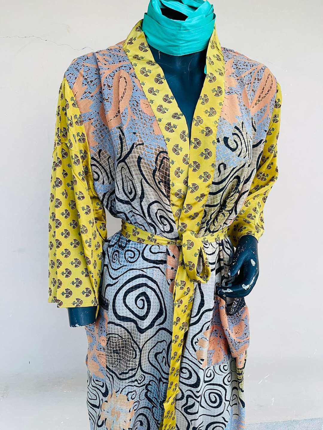 Silk Kimono. Boho Silk Dress. Upcycled Sari Silk Kimono. Etsy