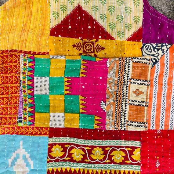 エプロン Kantha Quilt Apron Vintage kantha handmade recycled cotton Patchwork Apron