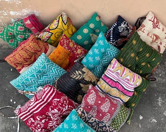 Title: Dining Chair Pad Cushion – Handmade Kantha Cotton Seat Pad, Indian Sari Patchwork Decor