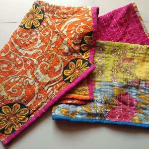 Vintage Kantha Kitchen Towel Set: Handmade Patchwork Cotton Tea Towels