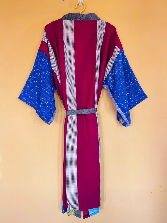 Boho Silk Saree Kimono Robe, Recycled Silk Sari K… - image 5