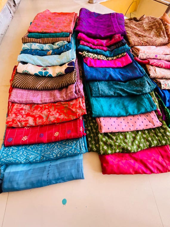 Assorted Silk Saree Lot Wholesale Vintage Indian Saree Handmade Boho Wrap