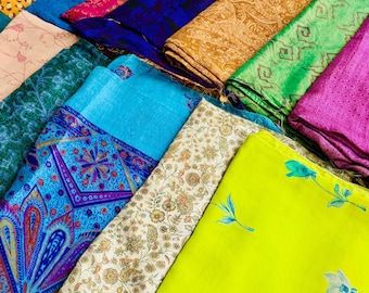 Recycled Embroidered Silk Saree Bundle – 5 Vintage Indian Sarees for Sewing & Textile Art