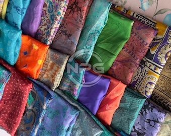 Kantha Silk Scraps: Assorted Vintage Sari Silk Pieces
