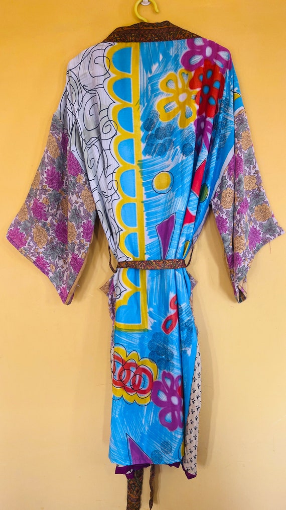 Vintage Silky Sari Boho Luxury Kimono Regal House… - image 4