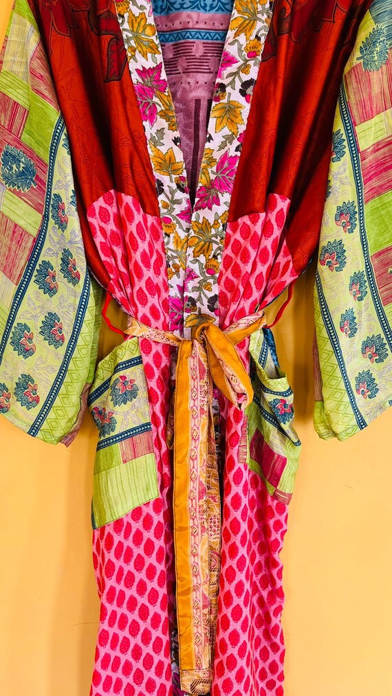 ASSORTED Hippie Bohemian Patchwork Silk Kimono, R… - image 6