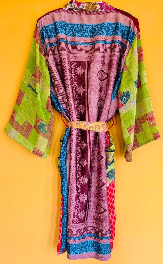 ASSORTED Hippie Bohemian Patchwork Silk Kimono, R… - image 5