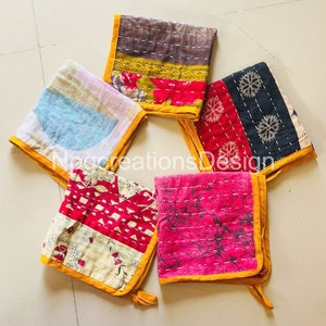 Kantha Napkin Set: Assorted Floral Boho Cloth Napkins