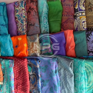 Vintage sidentygsrester 20 st: Vintage sari-rester för quiltning