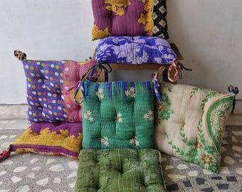 Mixed Assorted Floral Kantha handmade Soft chair seat pad dining bed room garden kitchen cushion Seat pad Cushion Pad 16x16 Inches