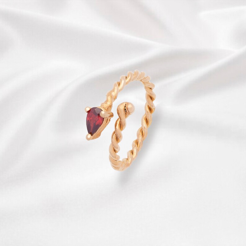 Unique Gold Zircon Handmade Adjustable Ring Special Natural image 0