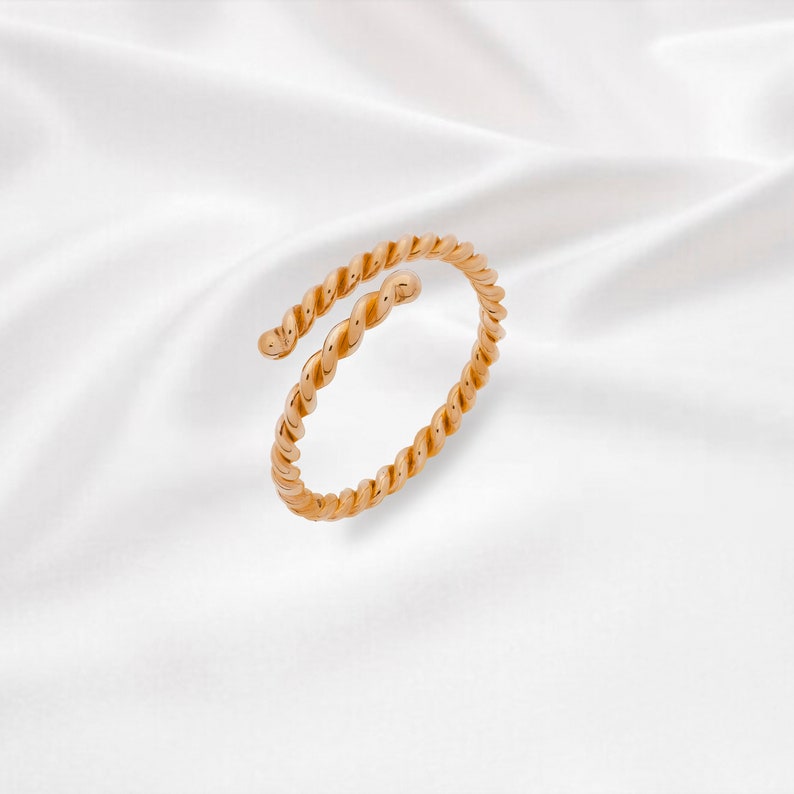 Gold Made Twist Handmade Spiral Open Ring Selectable Gold And image 0