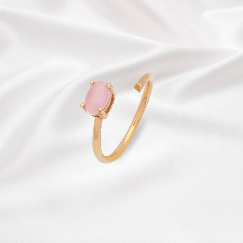 Handmade Zircon Open Ring Custom Natural Ring Adjustable image 0
