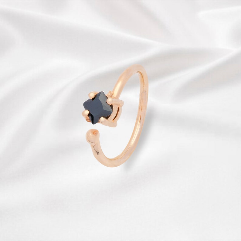 Black Princess Zircon Open Ring Personalized Natural Ring image 0