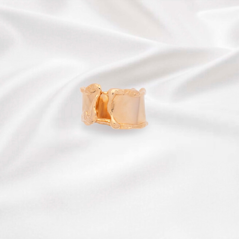 Thin Gold Plated Bronze Zircon Stone Open Ring Special Design image 1