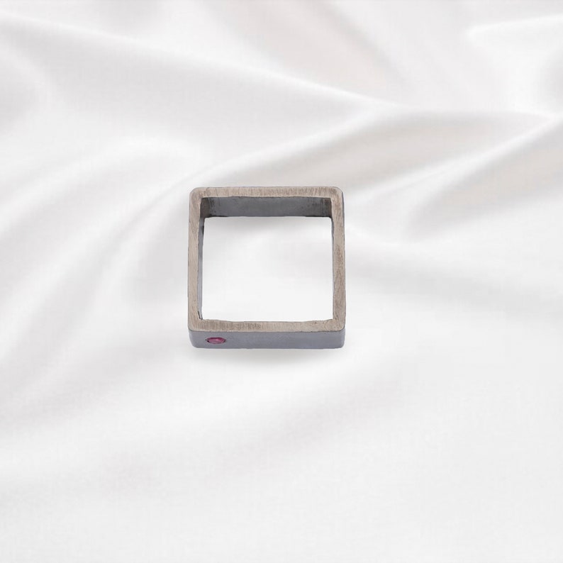 Black Square Zircon Stone Natural Ring Durable Gold Plated image 1