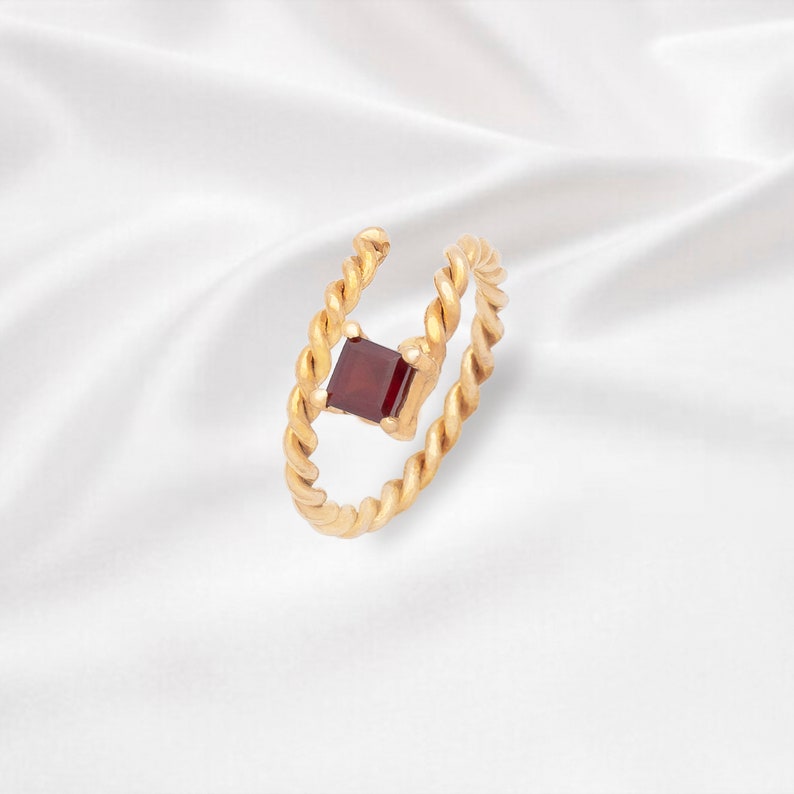 Gold Zircon Handmade Adjustable Ring Special Natural Ring image 0
