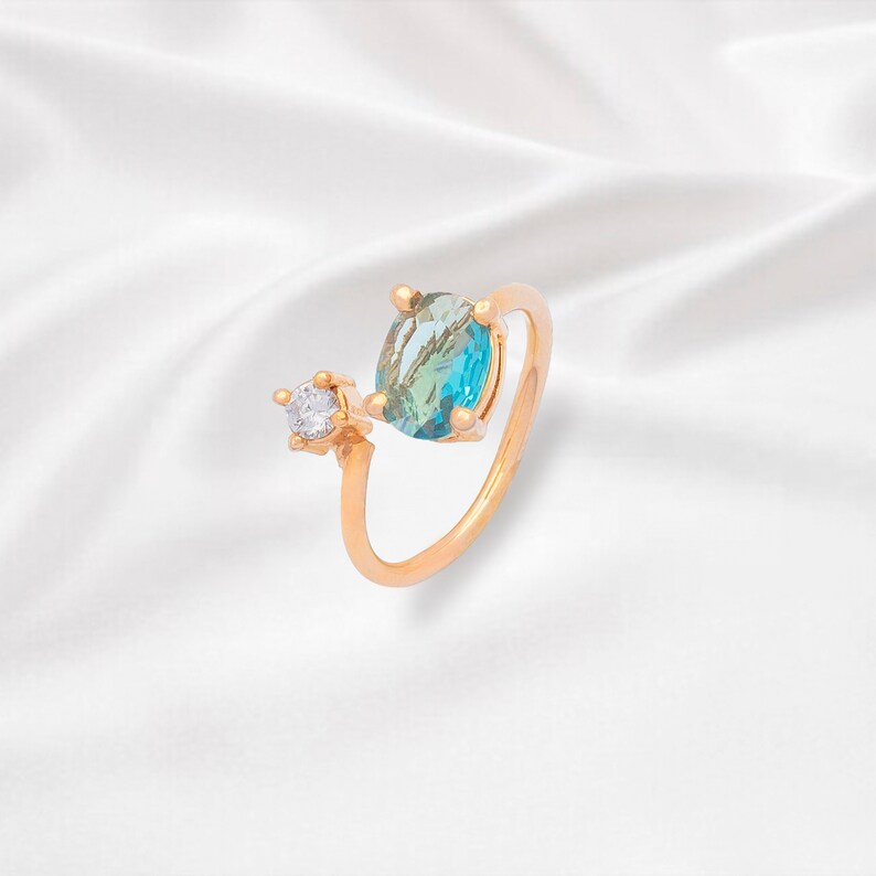 Moissanite & Zircon Handmade Open Ring Custom Natural Ring image 0