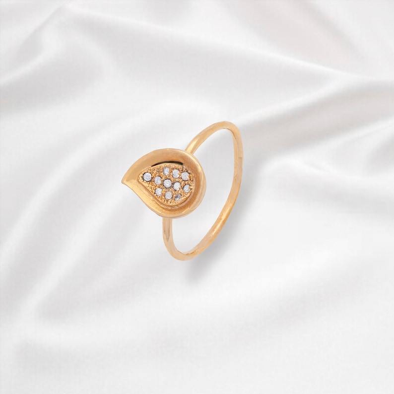 Drop Shaped Zircon Handmade Custom Natural Ring Gold Plated image 0