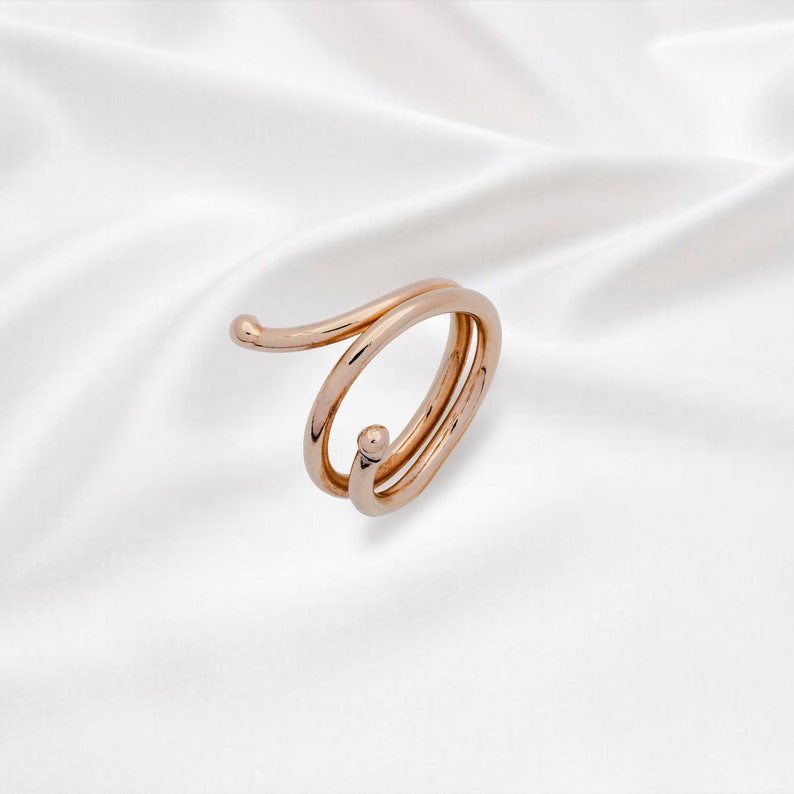 Gold Plated Spiral Ring Special Swirl Ring Wrapping Ring image 0