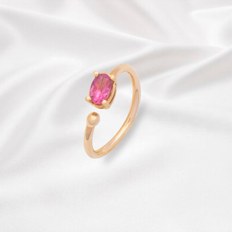 Pink Zircon Open Ring Exclusive Natural Ring Adjustable image 0