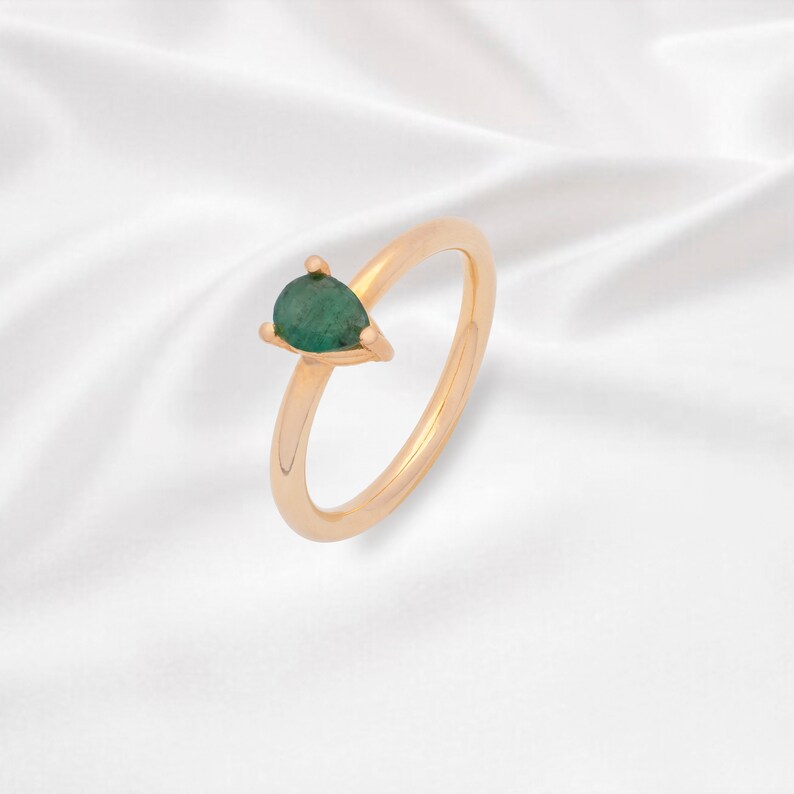 Green Pear Shaped Zircon Handmade Custom Natural Ring Pear image 0