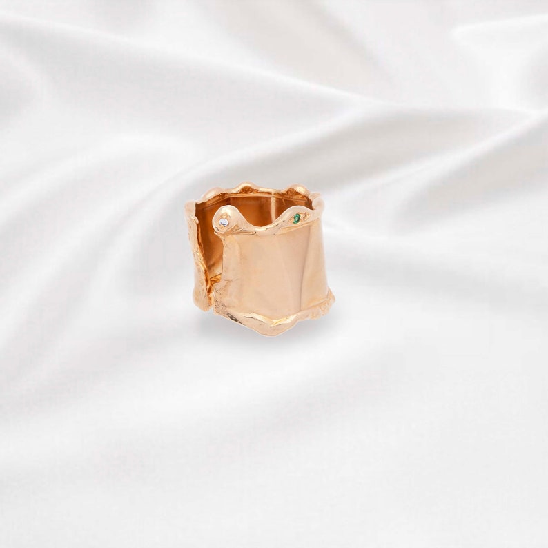 Thick Gold Plated Bronze Zircon Stone Open Ring Special image 0