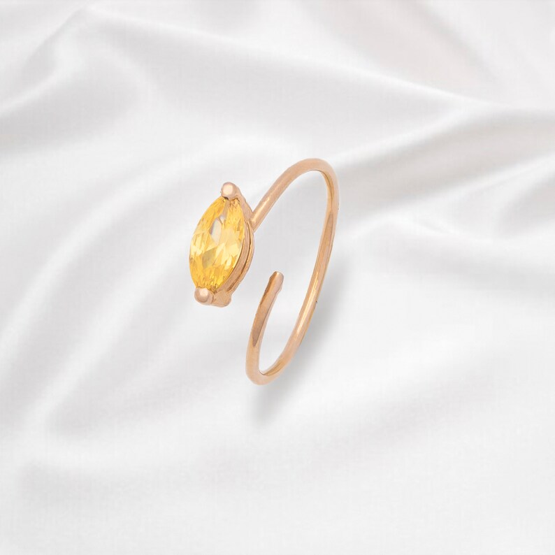 Yellow Oval Zircon Open Ring Special Natural Ring Adjustable image 0
