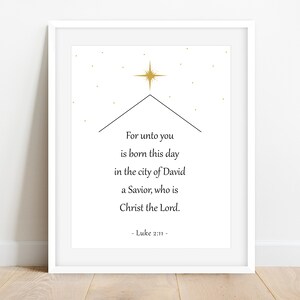 Luke 2:11, Christmas Bible Verse Wall Art, Christmas Scripture Wall Art, Christian Christmas Printable, Minimalist Christmas Decor